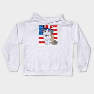 Exotic Shorthair Cat 4th of July Kids Hoodie